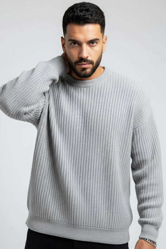 Pull en maille pour homme Yumoş, gris