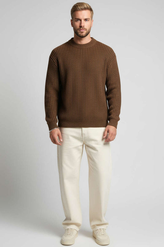 كنزة صوفية رجالية من يوموش، لون بني