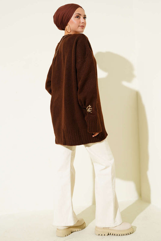 Yumoş Geniş Kollu Kazak Kahve