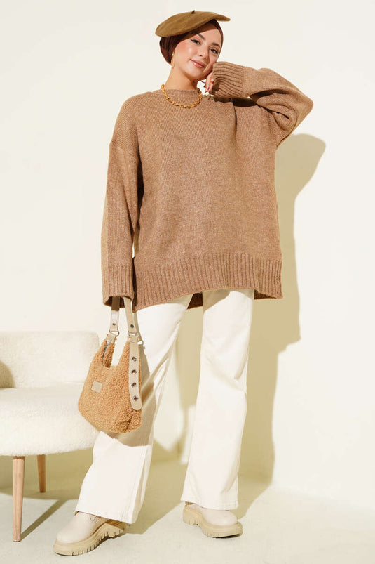 Soft Wide-Sleeved Sweater Latte