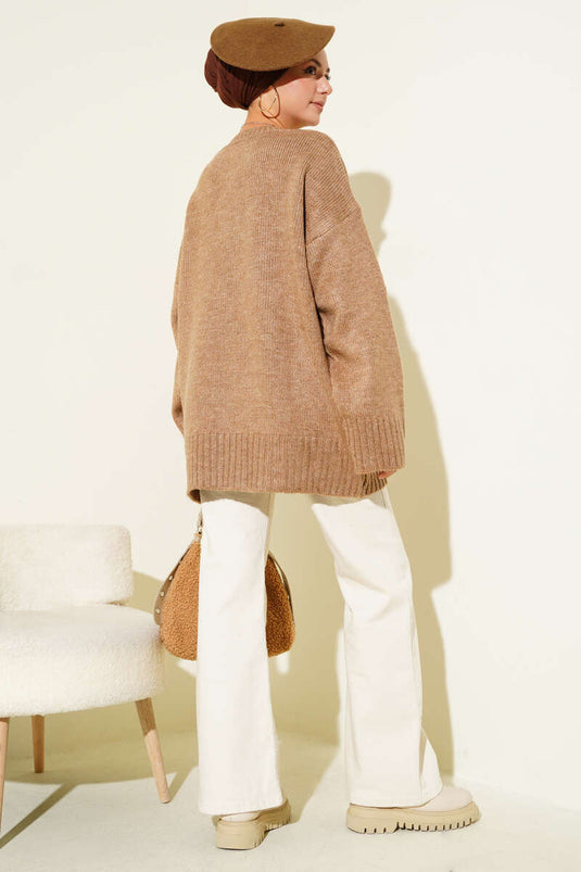 Soft Wide-Sleeved Sweater Latte