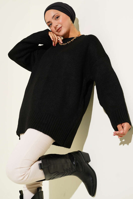 Maglione morbido a maniche larghe nero