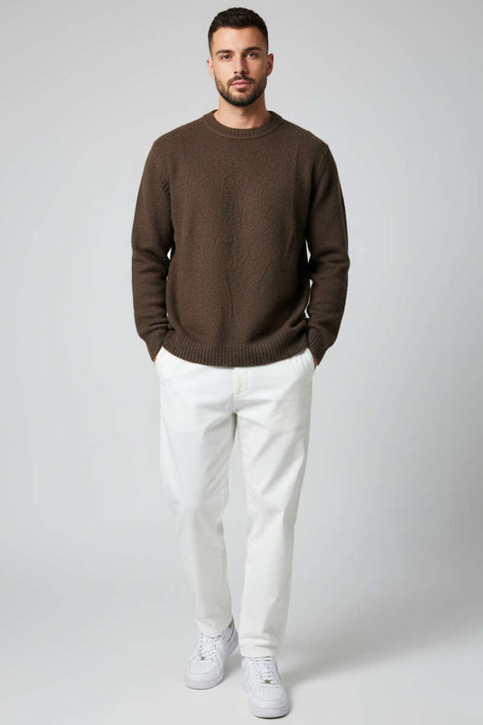 Yumoş Herren-Strickpullover, Kaffee