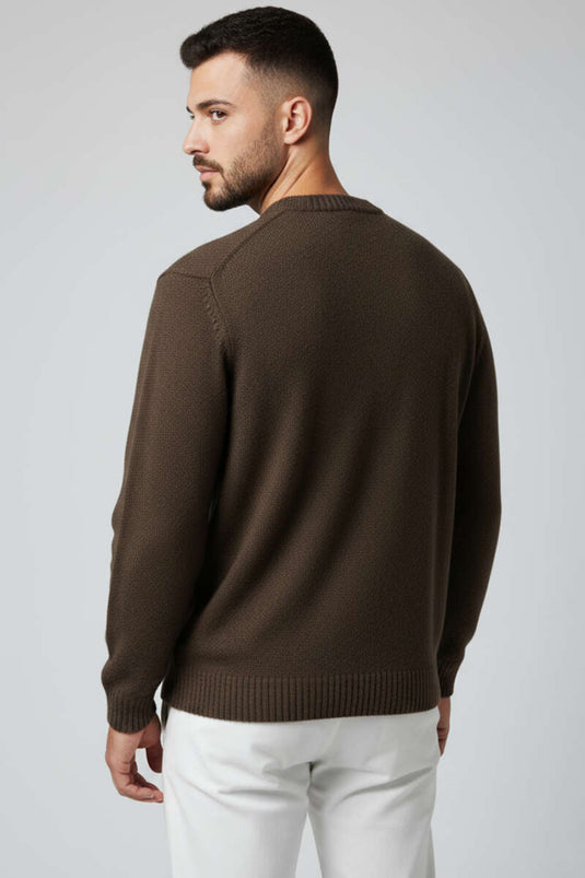 Yumoş Herren-Strickpullover, Kaffee