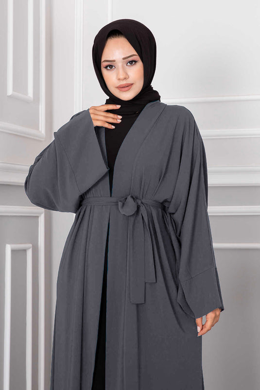 Yüsra Tesettür Kimono Gri