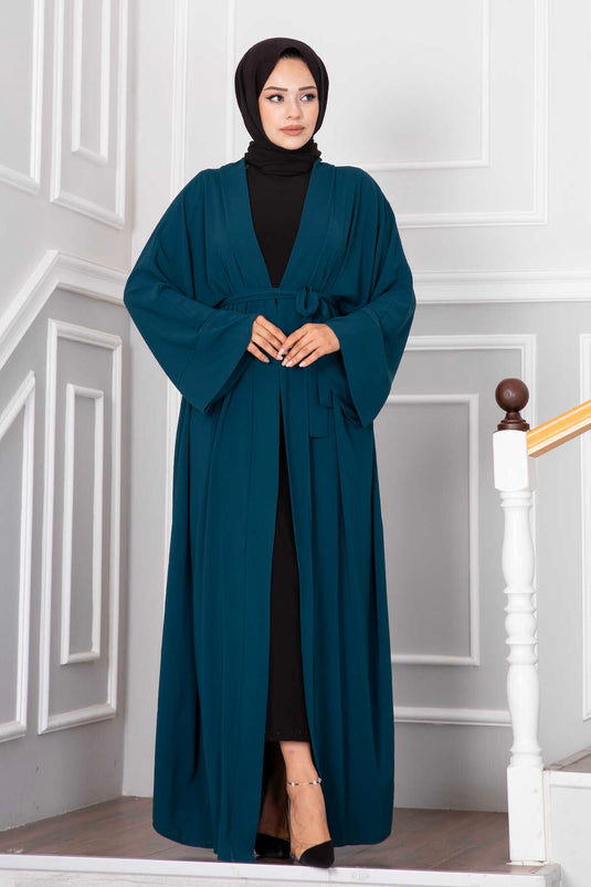 Yüsra Tesettür Kimono Petrol