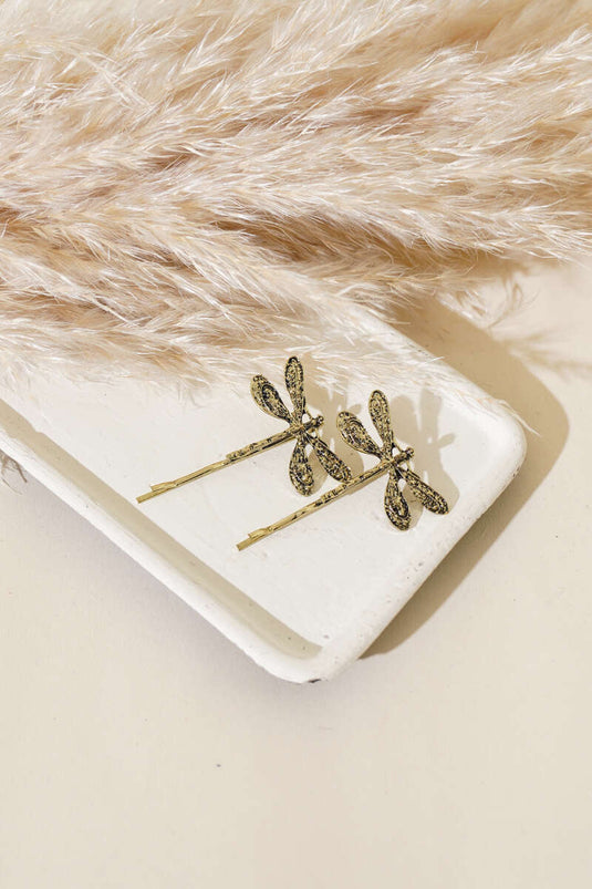 Boucle en fil d'or à motif libellule