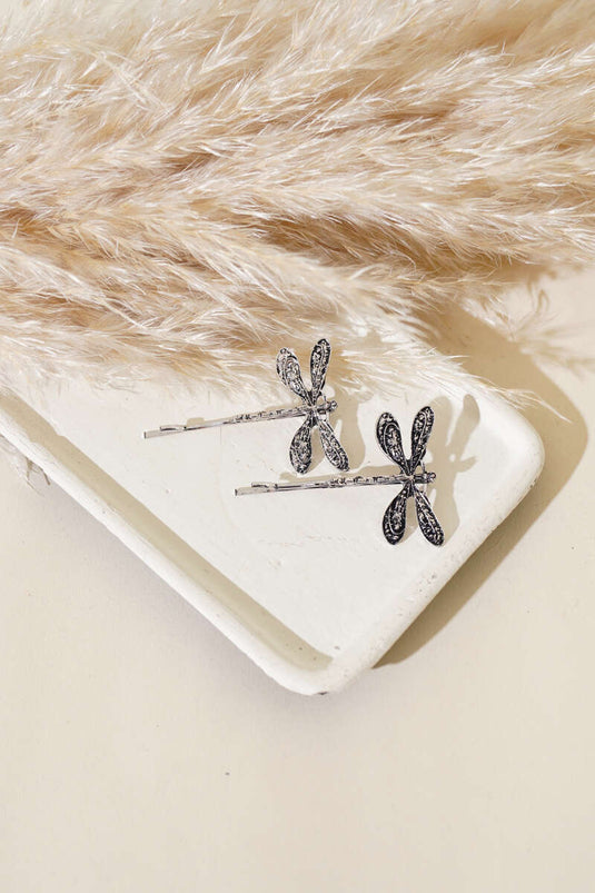 Boucle en fil d'argent avec motif libellule