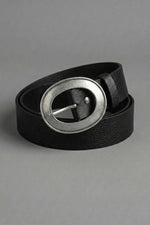Ceinture À Boucle Cuivre Rond Noir Argent