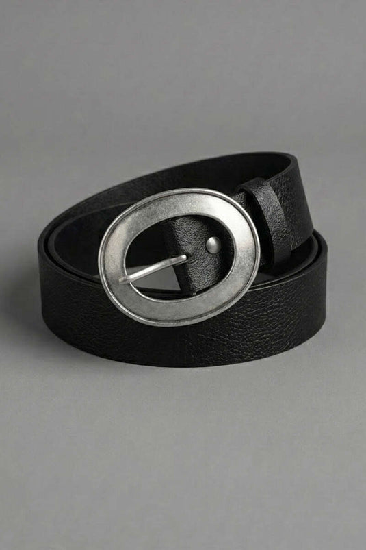 Runder Gürtel mit Kupferoptik und Schnalle Schwarz Silber