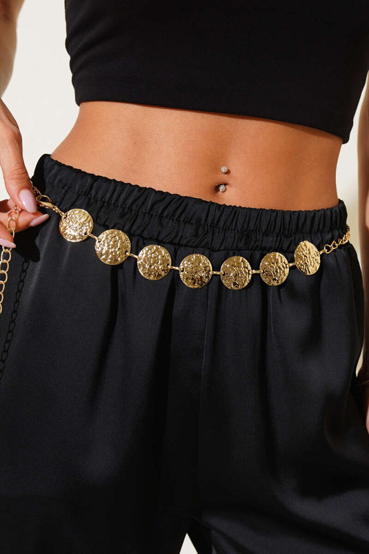 Ceinture à chaîne décorative ronde en métal doré