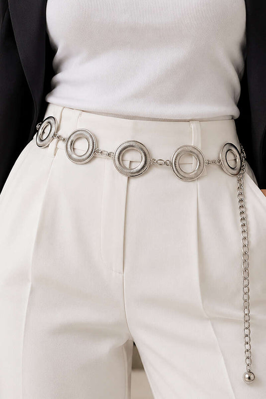 Ceinture Chaîne À Motif Rond En Argent