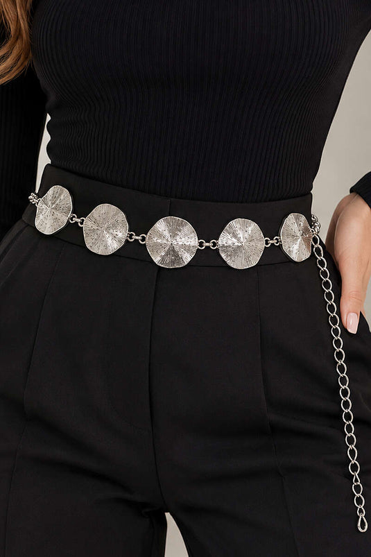 Ceinture Chaîne À Motif Rond En Argent