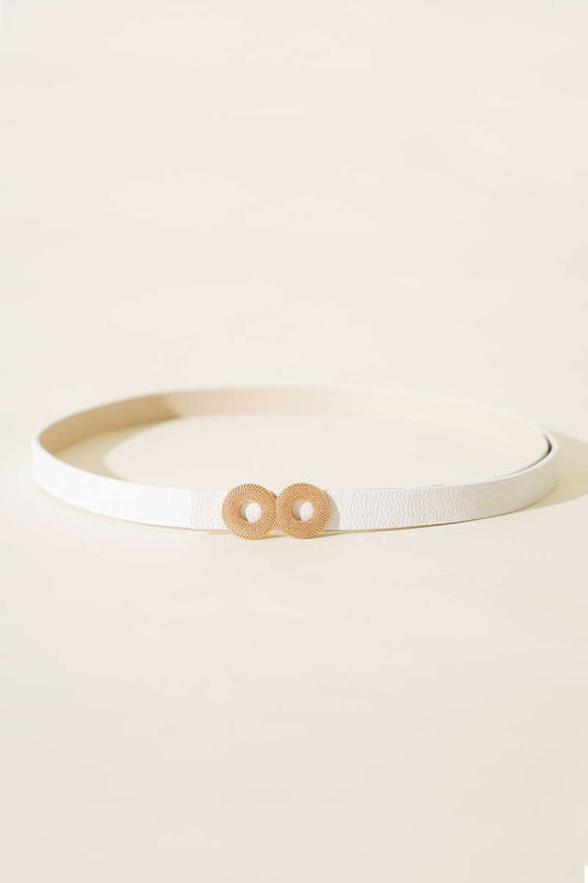 Ceinture fine blanche à boucle ronde