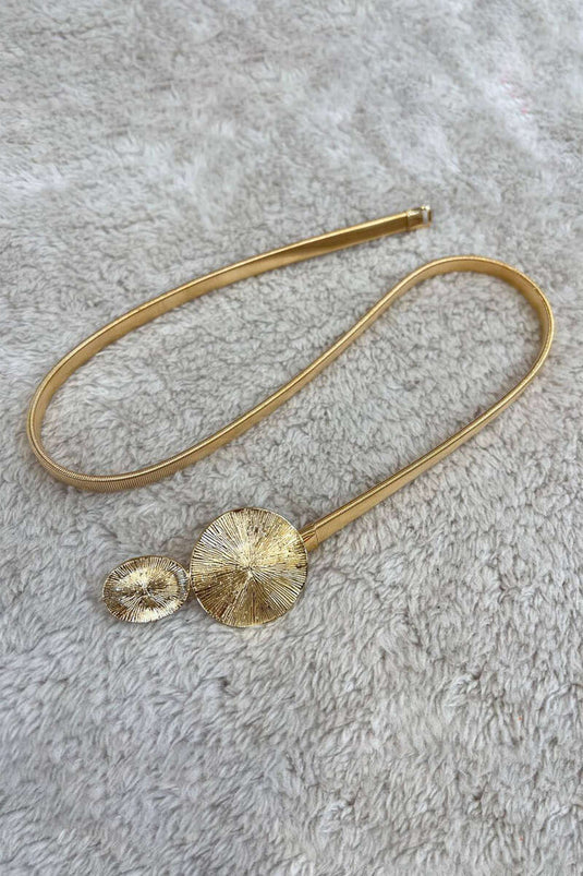 Round Buckle Italian Flat Belt Gold