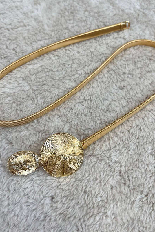 Round Buckle Italian Flat Belt Gold