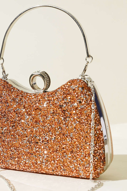 Pochette de soirée avec bague et pierres, cuivre