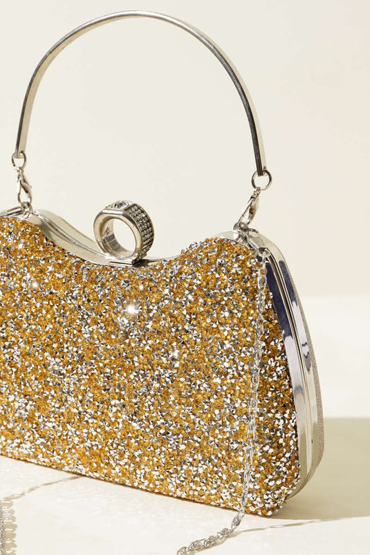 Sac de soirée Ringed Stone jaune et blanc