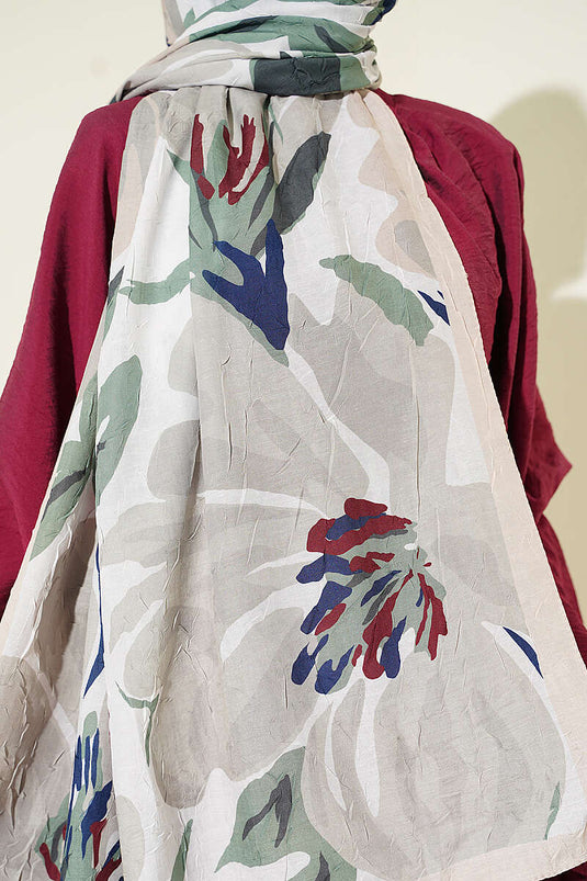 Zambak Çiçekli Bambu Kraş Şal Nohut