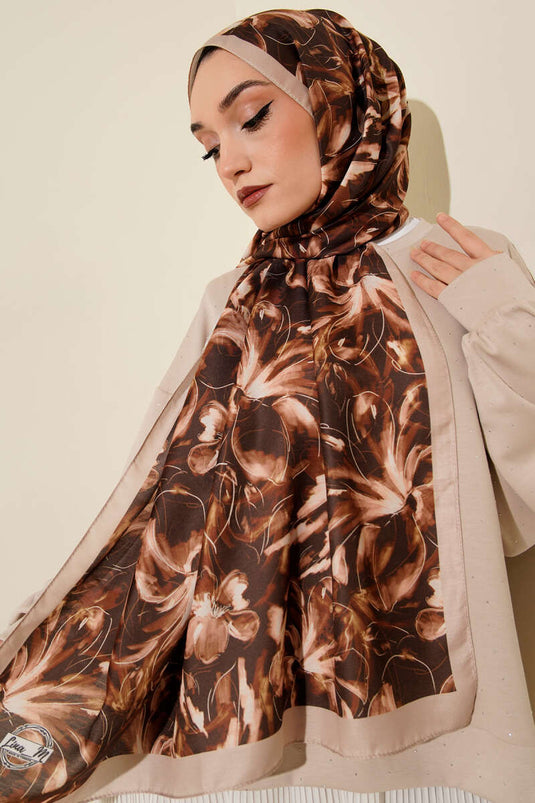 Zambak Pattern Soft Shawl Beige