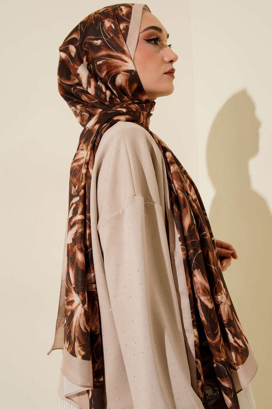 Zambak Pattern Soft Shawl Beige