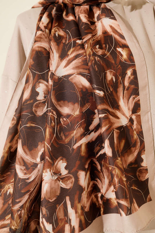Zambak Pattern Soft Shawl Beige