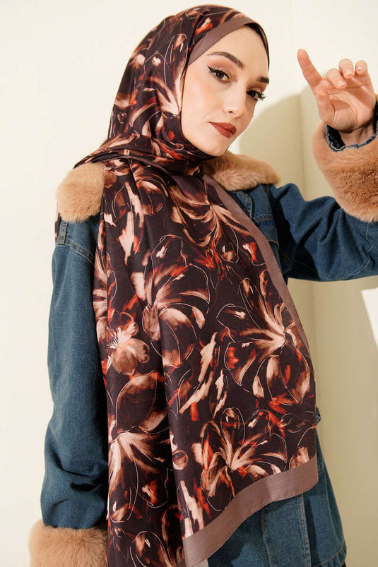 Châle doux à motif Zambak couleur vison