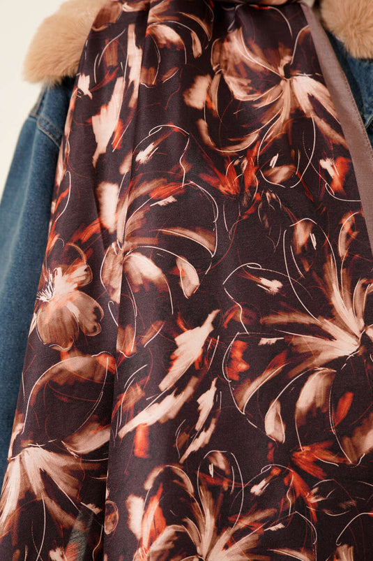 Châle doux à motif Zambak couleur vison