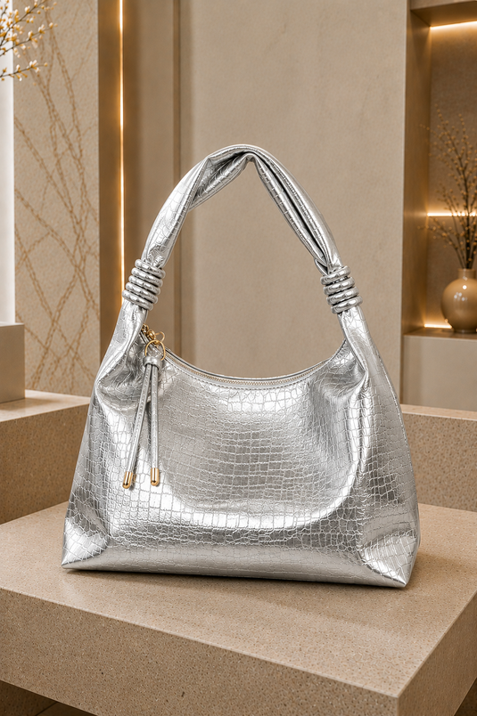 Sac à main et sac à épaule Zarif avec détails froncés Argent