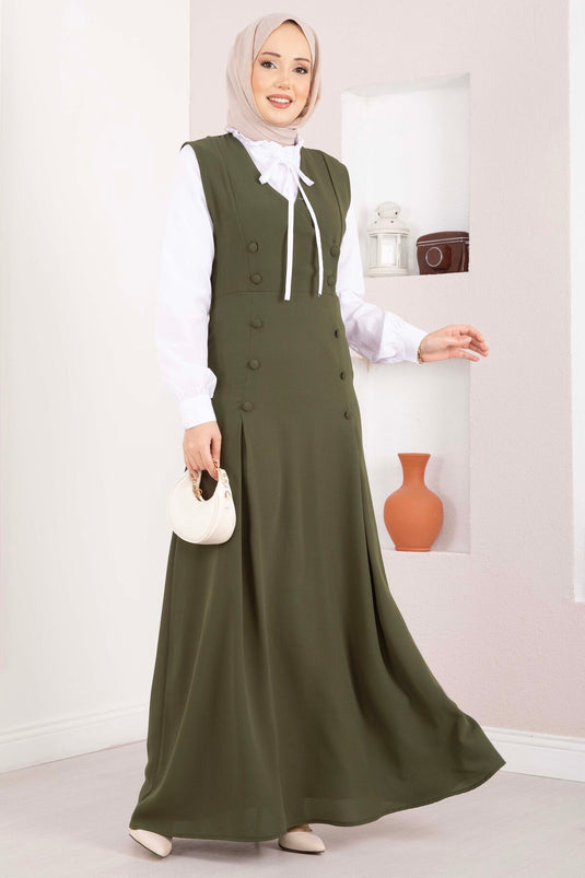Ensemble duo chemise Zarif & robe à boutons kaki