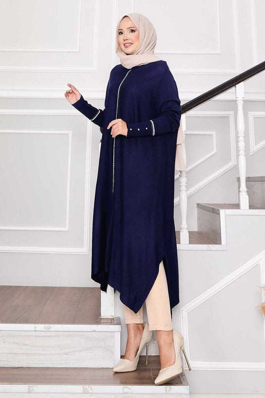 Tunique élégante en maille Mevlana à rayures pailletées couleur saxophone