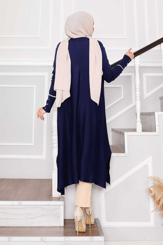 Tunique élégante en maille Mevlana à rayures pailletées couleur saxophone