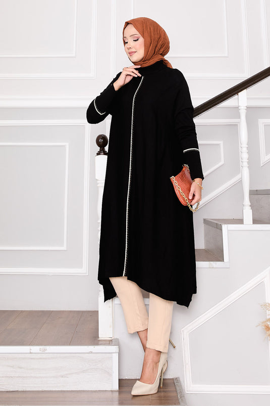 تونيك مولانا المخطط الأنيق باللون الأسود