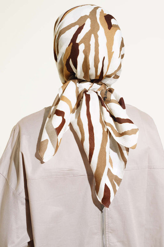 Zebra Pattern Scarf Ecru