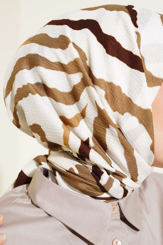 Zebra Pattern Scarf Ecru