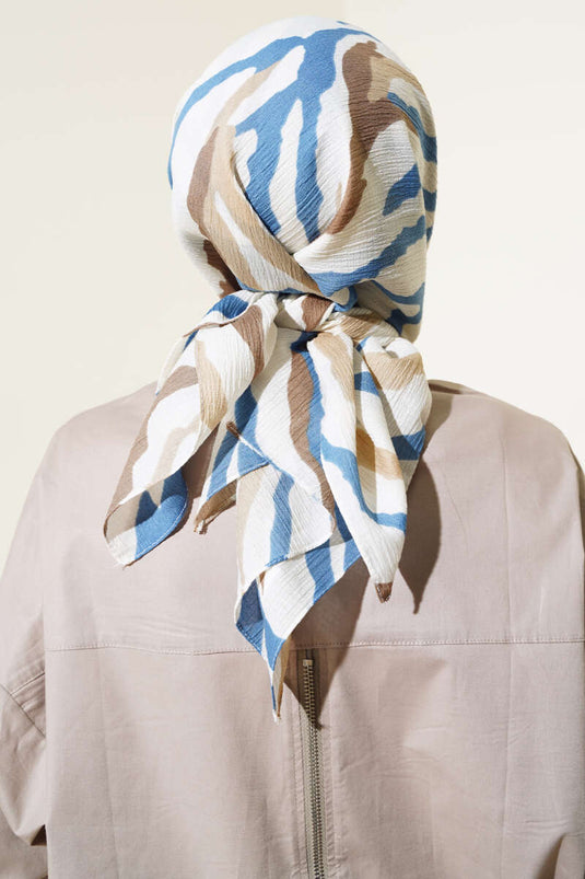 Zebra Pattern Scarf Indigo