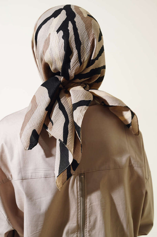 Zebra Pattern Scarf Mink