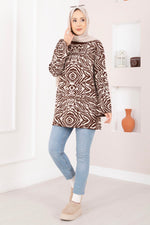 Pull en tricot à motif zébré marron