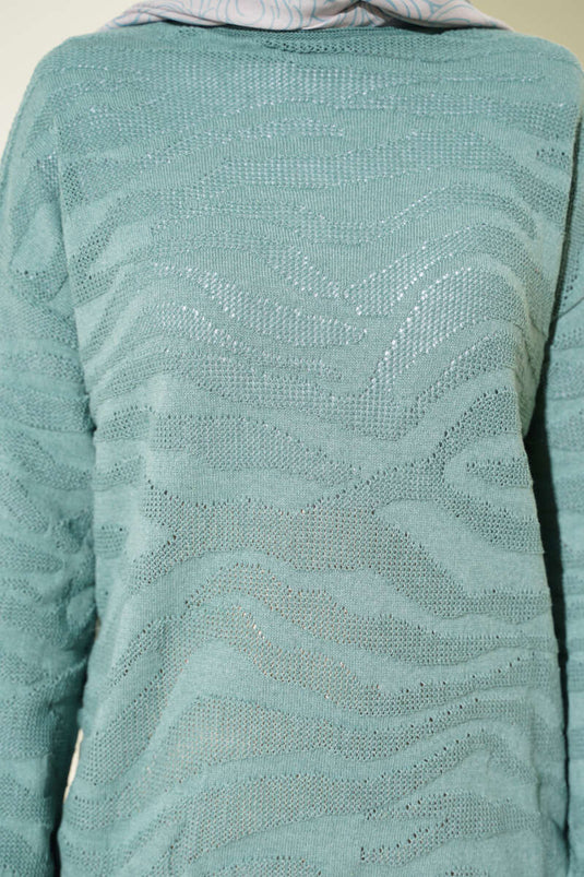 Zebra-Muster Strickpullover Mint
