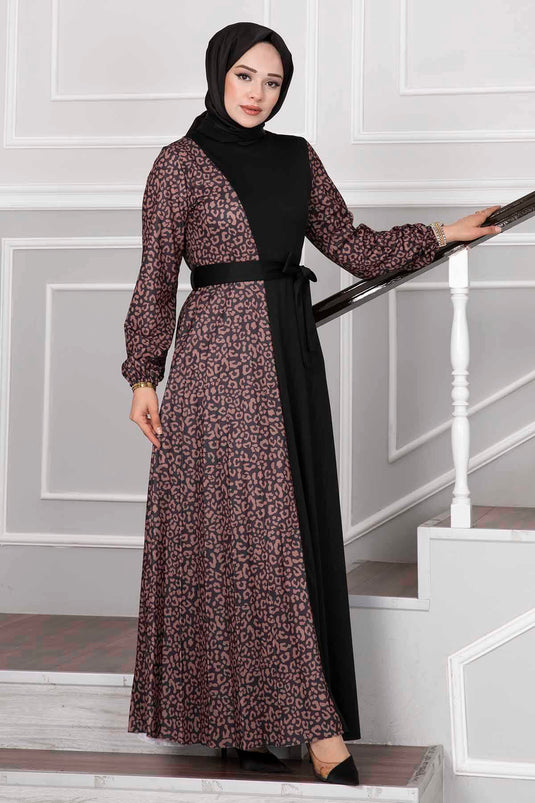 Robe Hijab à Motif Zèbre Noir