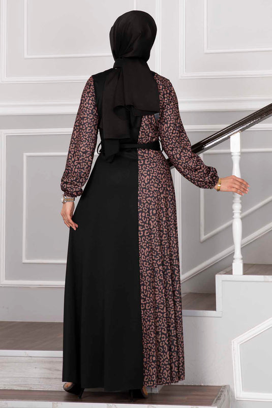 Robe Hijab à Motif Zèbre Noir