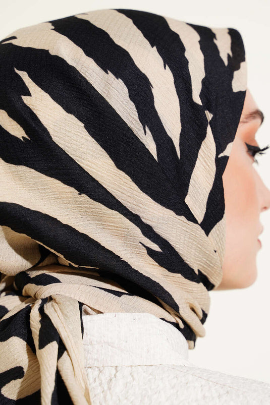 Zebra Patterned Mio Scarf Beige