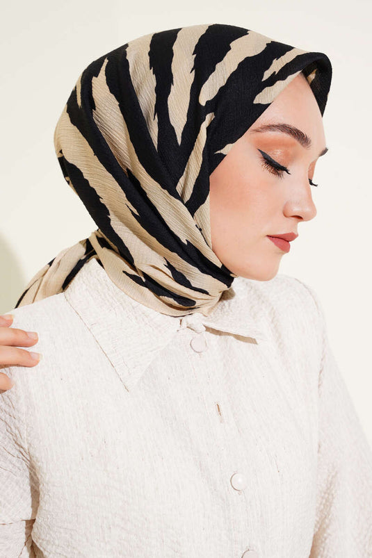 Zebra Patterned Mio Scarf Beige