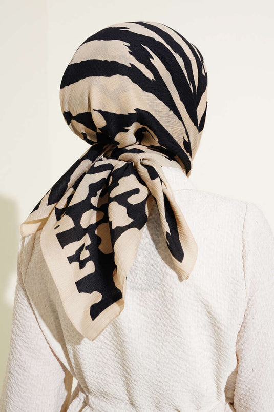 Zebra Patterned Mio Scarf Beige