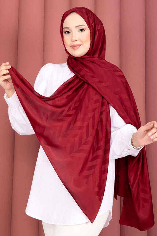 Série d'écharpes jacquard à motif zigzag bordeaux