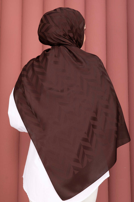 Série d'écharpes jacquard à motif zigzag couleur café