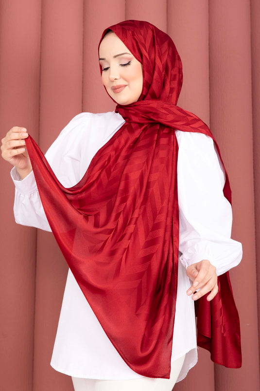 Série d'écharpes jacquard à motif zigzag rouge