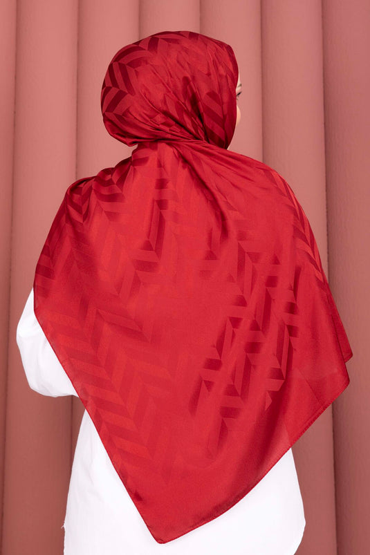Série d'écharpes jacquard à motif zigzag rouge