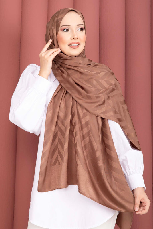 Série d'écharpes jacquard à motif zigzag couleur tabac
