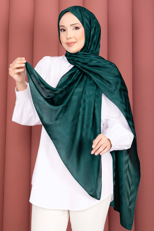 Série d'écharpes jacquard à motif zigzag Émeraude